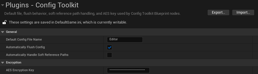 Config Toolkit project settings