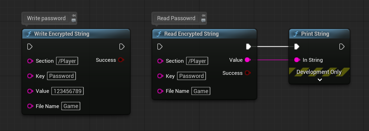 Encrypted string nodes