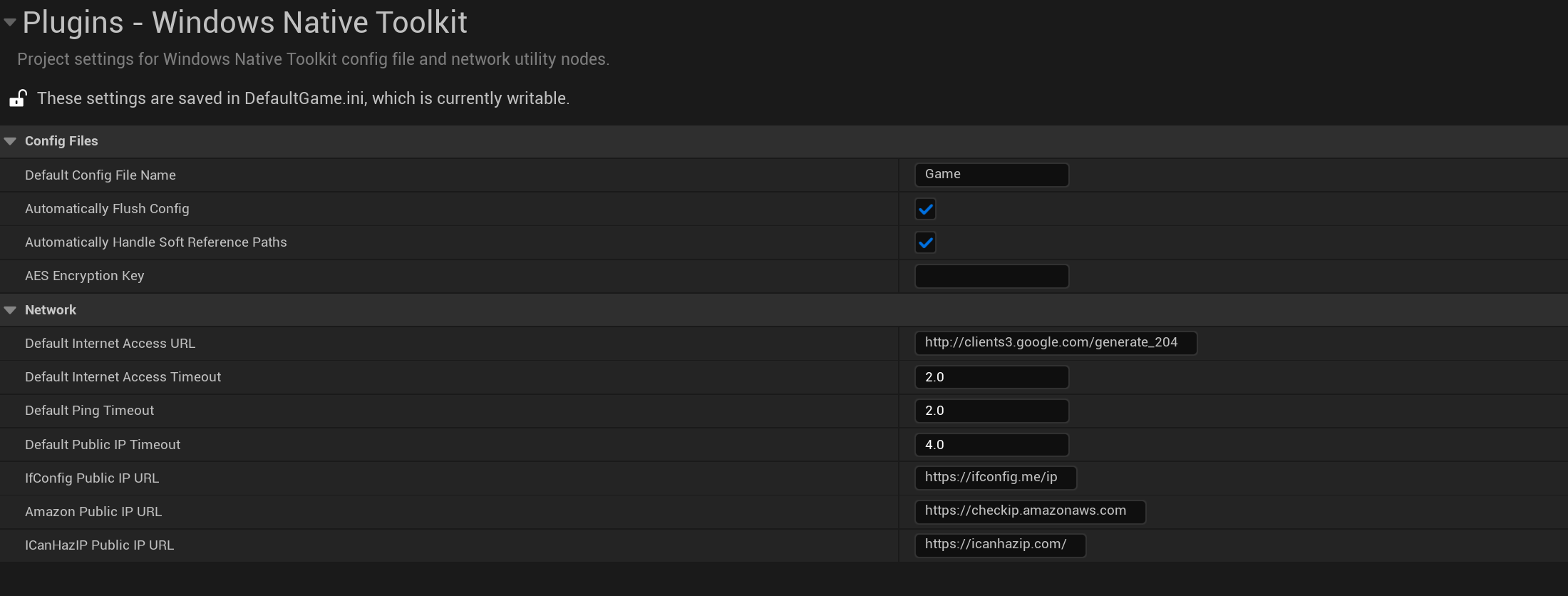 Windows Native Toolkit Project Settings
